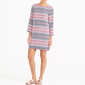 J Crew Shift Dress Gallery 3/4 Sleeve Multicolor Print Size 6